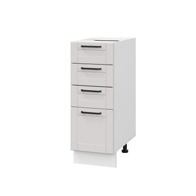 Шкаф нижний с ящиками ШНЯ 300 Корпус: ЛДСП белый 16мм; фасад: фрезеровка Диада, МДФ лофт крем 16 мм