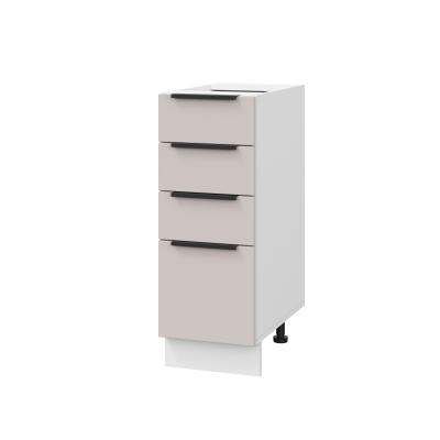 Шкаф нижний с ящиками ШНЯ 300 Корпус: ЛДСП белый 16мм; фасад: фрезеровка Оливия, МДФ сиена тауп 16 мм