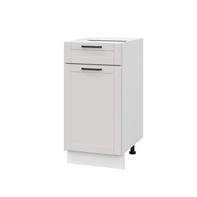 Шкаф нижний с ящиком ШН1Я 400 Корпус: ЛДСП белый 16мм; фасад: фрезеровка Диада, МДФ лофт крем 16 мм