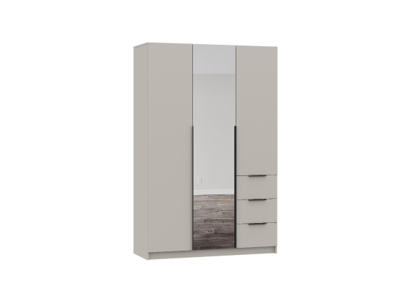 ВЕНТУРО Шкаф ШК-002 (3-ств, с ящиками, с зеркалом) Корпус - Кашемир 2,75