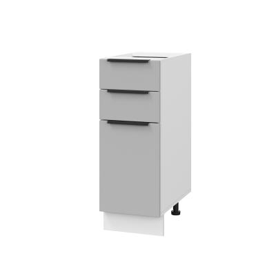 Шкаф нижний с ящиками ШН3Я 300 Корпус: ЛДСП белый 16мм; фасад: фрезеровка Оливия, ЛДСП серый софт 16 мм