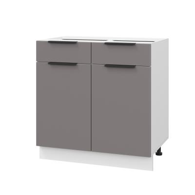 Шкаф нижний с ящиками ШН2Я 800 Корпус: ЛДСП белый 16мм; фасад: фрезеровка Оливия, МДФ моно брауни 16 мм