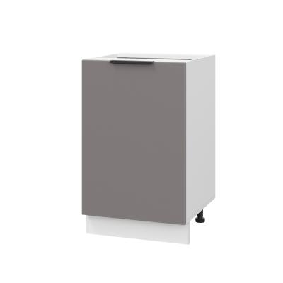 Шкаф нижний ШН 500 Корпус: ЛДСП белый 16мм; фасад: фрезеровка Оливия, МДФ моно брауни 16 мм