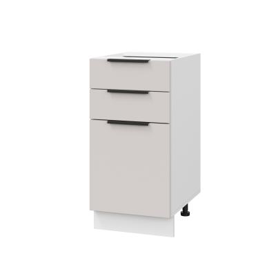 Шкаф нижний с ящиками ШН3Я 400 Корпус: ЛДСП белый 16мм; фасад: фрезеровка Оливия, МДФ моно керамика 16 мм