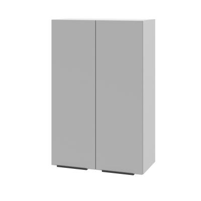 Шкаф верхний (премьер) ШВ 600Н Корпус: ЛДСП белый 16мм; фасад: фрезеровка Оливия, ЛДСП серый софт 16 мм