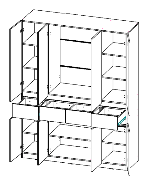 БОСТОН ЛАЙТ Шкаф ШК-004 (4-ств.) Дуб Крафт золотой / Серый шифер 