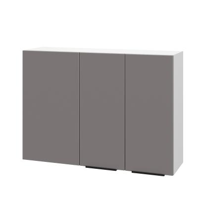 Шкаф верхний угловой ШВУП 1000 Корпус: ЛДСП белый 16мм; фасад: фрезеровка Оливия, МДФ моно брауни 16 мм