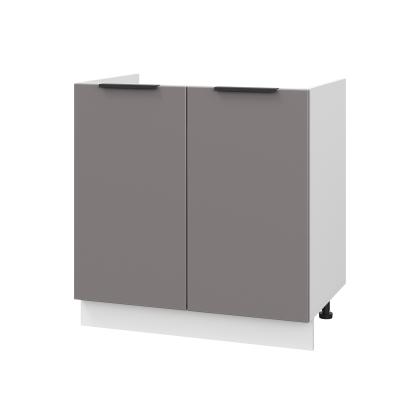 Шкаф нижний под мойку ШНМ 800 Корпус: ЛДСП белый 16мм; фасад: фрезеровка Оливия, МДФ моно брауни 16 мм