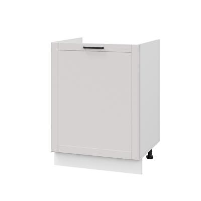 Шкаф нижний под мойку ШНМ 600-1 Корпус: ЛДСП белый 16мм; фасад: фрезеровка Диада, МДФ лофт крем 16 мм