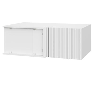 Шкаф верхний угловой антресоль ШВУА 1000 Корпус: ЛДСП белый 16мм; фасад: фрезеровка Норд Line, МДФ софт пломбир 16 мм