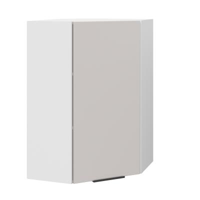 Шкаф верхний угловой (премьер)  ШВУ 600Н Корпус: ЛДСП белый 16мм; фасад: фрезеровка Оливия, МДФ моно керамика 16 мм