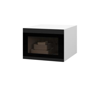 Шкаф верхний со стеклом антресоль ШВСА 500 Корпус: ЛДСП белый 16мм; фасад: фрезеровка Оливия, МДФ Оливия_софт черный 16 мм