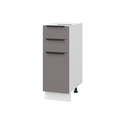 Шкаф нижний с ящиками ШН3Я 300 Корпус: ЛДСП белый 16мм; фасад: фрезеровка Оливия, МДФ моно брауни 16 мм