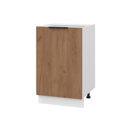 Шкаф нижний ШН 500 Корпус: ЛДСП белый 16мм; фасад: фрезеровка Оливия, ЛДСП дуб крафт табачный 16 мм