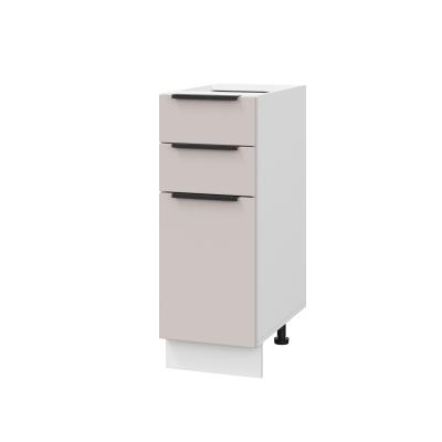 Шкаф нижний с ящиками ШН3Я 300 Корпус: ЛДСП белый 16мм; фасад: фрезеровка Оливия, МДФ сиена тауп 16 мм