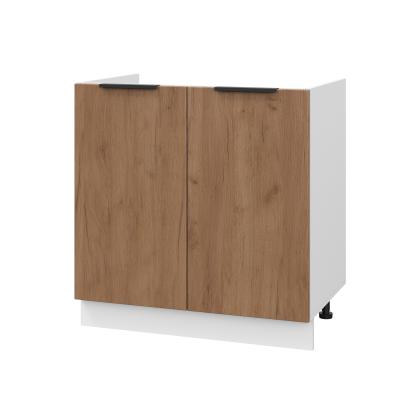 Шкаф нижний под мойку ШНМ 800 Корпус: ЛДСП белый 16мм; фасад: фрезеровка Оливия, ЛДСП дуб крафт табачный 16 мм