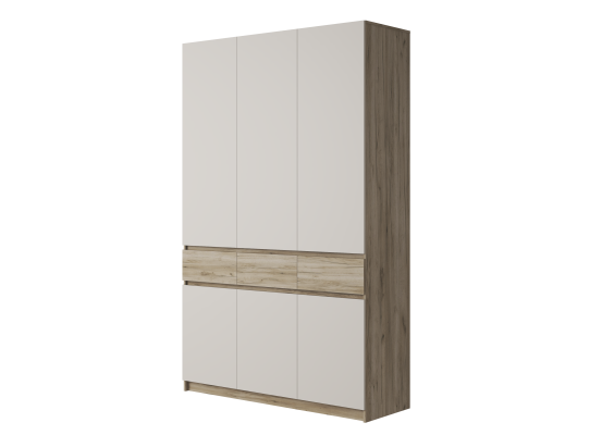 БОСТОН ШК-002 Шкаф 3-ств. ЛДСП (Комплект) Дуб крафт серый / Кашемир БОСТОН ШК-002 Шкаф 3-ств. ЛДСП (Комплект) Дуб крафт серый / Кашемир