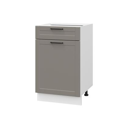 Шкаф нижний с ящиком ШН1Я 500 Корпус: ЛДСП белый 16мм; фасад: фрезеровка Диада, МДФ лофт кварц 16 мм