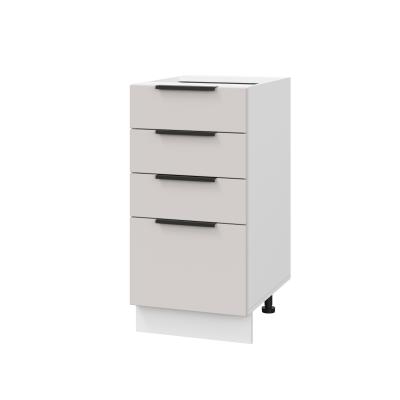 Шкаф нижний с ящиками ШНЯ 400 Корпус: ЛДСП белый 16мм; фасад: фрезеровка Оливия, МДФ моно керамика 16 мм