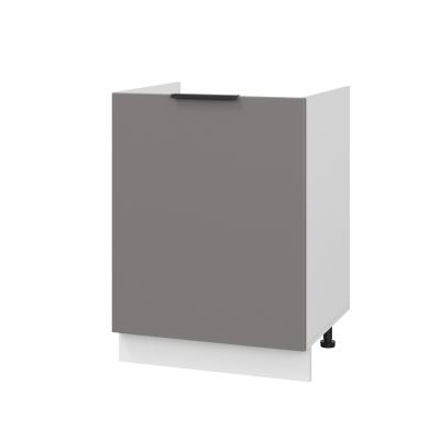 Шкаф нижний под мойку ШНМ 600-1 Корпус: ЛДСП белый 16мм; фасад: фрезеровка Оливия, МДФ моно брауни 16 мм