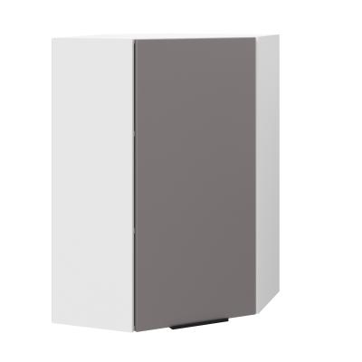 Шкаф верхний угловой (премьер)  ШВУ 600Н Корпус: ЛДСП белый 16мм; фасад: фрезеровка Оливия, МДФ моно брауни 16 мм