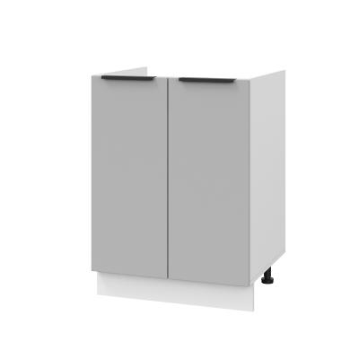 Шкаф нижний под мойку ШНМ 600 Корпус: ЛДСП белый 16мм; фасад: фрезеровка Оливия, ЛДСП серый софт 16 мм