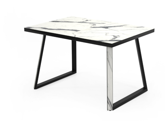 Стол Прайм CRAFT-М бабочка В2, пластик (1200*850*380) Мрамор белый / Черный