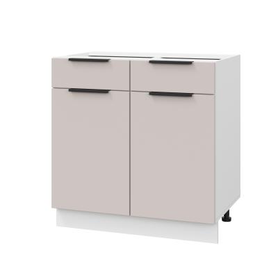 Шкаф нижний с ящиками ШН2Я 800 Корпус: ЛДСП белый 16мм; фасад: фрезеровка Оливия, МДФ сиена тауп 16 мм