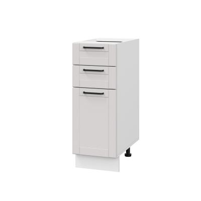 Шкаф нижний с ящиками ШН3Я 300 Корпус: ЛДСП белый 16мм; фасад: фрезеровка Диада, МДФ лофт крем 16 мм