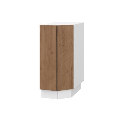 Шкаф нижний торцевой ШНТ 360 Корпус: ЛДСП белый 16мм; фасад: фрезеровка Оливия, ЛДСП дуб крафт табачный 16 мм