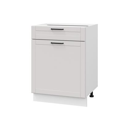 Шкаф нижний с ящиком ШН1Я 600 Корпус: ЛДСП белый 16мм; фасад: фрезеровка Диада, МДФ лофт крем 16 мм