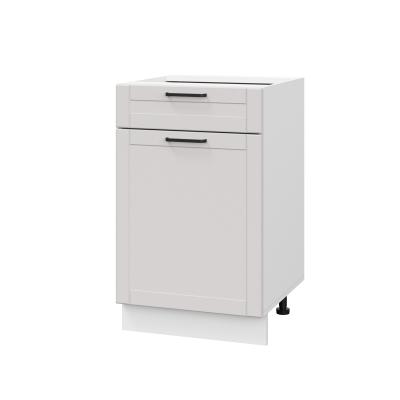 Шкаф нижний с ящиком ШН1Я 500 Корпус: ЛДСП белый 16мм; фасад: фрезеровка Диада, МДФ лофт крем 16 мм