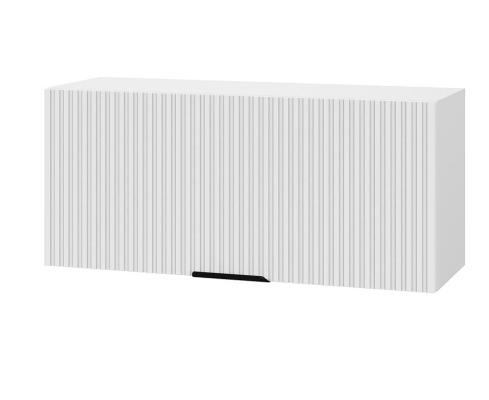 Шкаф верхний горизонтальный ШВГ 800 Корпус: ЛДСП белый 16мм; фасад: фрезеровка Норд Line, МДФ софт пломбир 16 мм