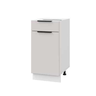 Шкаф нижний с ящиком ШН1Я 400 Корпус: ЛДСП белый 16мм; фасад: фрезеровка Оливия, МДФ моно керамика 16 мм