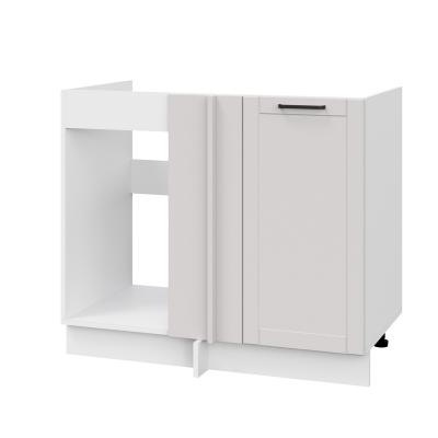 Шкаф нижний угловой  ШНУП 1000 Корпус: ЛДСП белый 16мм; фасад: фрезеровка Диада, МДФ лофт крем 16 мм