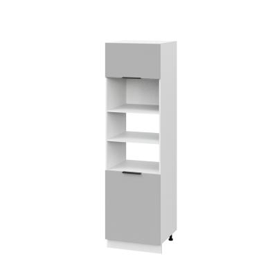 Пенал ПДМ600-1Г1 Корпус: ЛДСП белый 16мм; фасад: фрезеровка Оливия, ЛДСП серый софт 16 мм