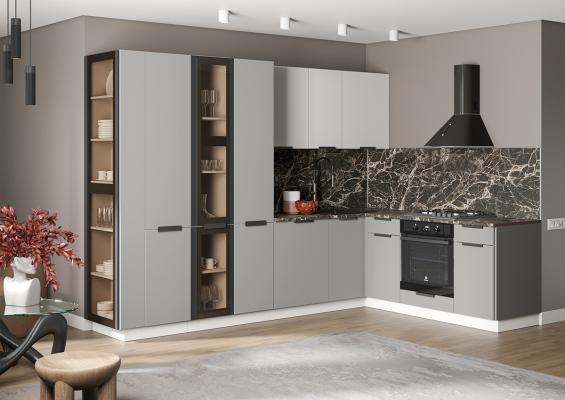 Модульная кухня Оливия Серый софт