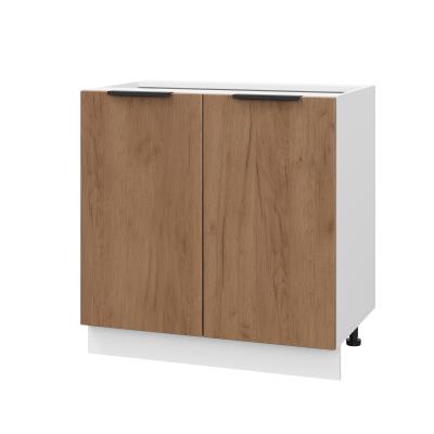 Шкаф нижний ШН 800 Корпус: ЛДСП белый 16мм; фасад: фрезеровка Оливия, ЛДСП дуб крафт табачный 16 мм