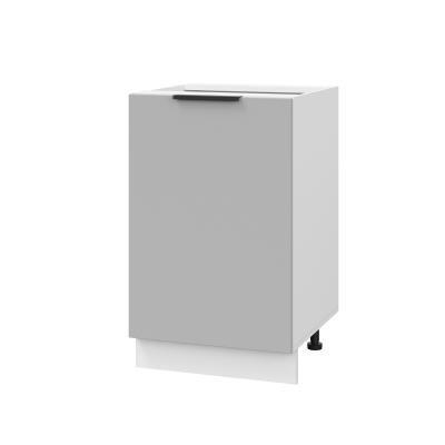 Шкаф нижний ШН 500 Корпус: ЛДСП белый 16мм; фасад: фрезеровка Оливия, ЛДСП серый софт 16 мм