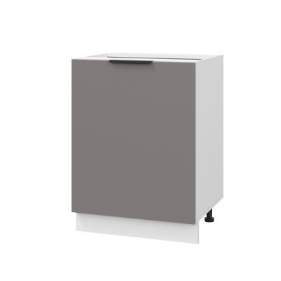 Шкаф нижний ШН 600-1 Корпус: ЛДСП белый 16мм; фасад: фрезеровка Оливия, МДФ моно брауни 16 мм