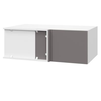 Шкаф верхний угловой антресоль ШВУА 1000 Корпус: ЛДСП белый 16мм; фасад: фрезеровка Оливия, МДФ моно брауни 16 мм