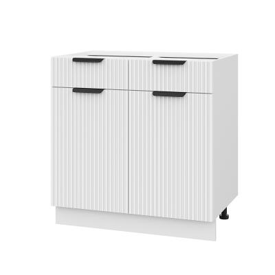 Шкаф нижний с ящиками ШН2Я 800 Корпус: ЛДСП белый 16мм; фасад: фрезеровка Норд Line, МДФ софт пломбир 16 мм