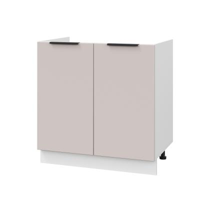 Шкаф нижний под мойку ШНМ 800 Корпус: ЛДСП белый 16мм; фасад: фрезеровка Оливия, МДФ сиена тауп 16 мм