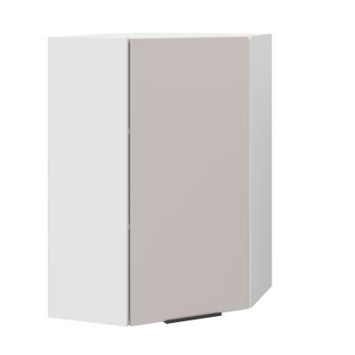 Шкаф верхний угловой (премьер)  ШВУ 600Н Корпус: ЛДСП белый 16мм; фасад: фрезеровка Оливия, МДФ сиена тауп 16 мм