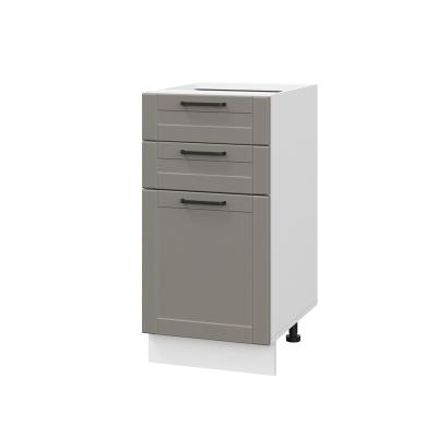 Шкаф нижний с ящиками ШН3Я 400 Корпус: ЛДСП белый 16мм; фасад: фрезеровка Диада, МДФ лофт кварц 16 мм