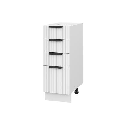 Шкаф нижний с ящиками ШНЯ 300 Корпус: ЛДСП белый 16мм; фасад: фрезеровка Норд Line, МДФ софт пломбир 16 мм