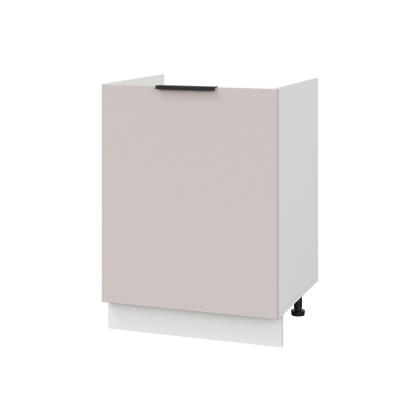 Шкаф нижний под мойку ШНМ 600-1 Корпус: ЛДСП белый 16мм; фасад: фрезеровка Оливия, МДФ сиена тауп 16 мм