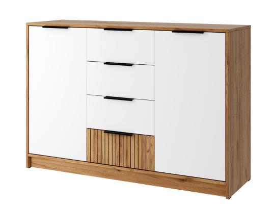 ИВИС Комод КМ-002 Корпус - Дуб Крафт золотой К003  Фасад ЛДСП - Белый (Гладкий)