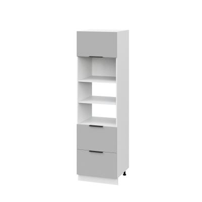 Пенал ПДМ600-1Г2Я Корпус: ЛДСП белый 16мм; фасад: фрезеровка Оливия, ЛДСП серый софт 16 мм