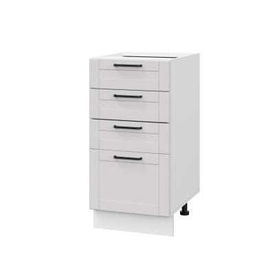 Шкаф нижний с ящиками ШНЯ 400 Корпус: ЛДСП белый 16мм; фасад: фрезеровка Диада, МДФ лофт крем 16 мм